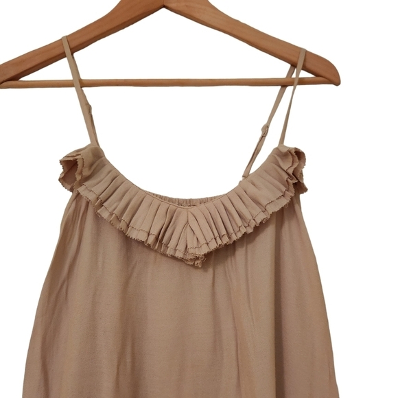 Olivaceous beige spaghetti strap sleeveless midi swing dress - Picture 3 of 11